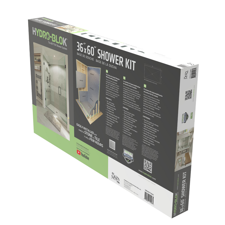 Hydro-Blok 36" x 60" Center Drain Shower Kit Box