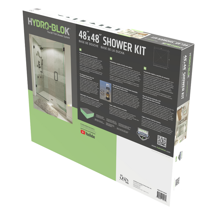 Hydro-Blok 48" x 48" Center Drain Shower Kit Box