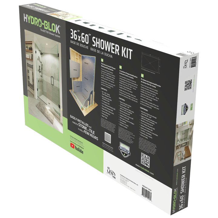 HYDRO-BLOK Classic Center Drain Shower Kit, 36" x 60"