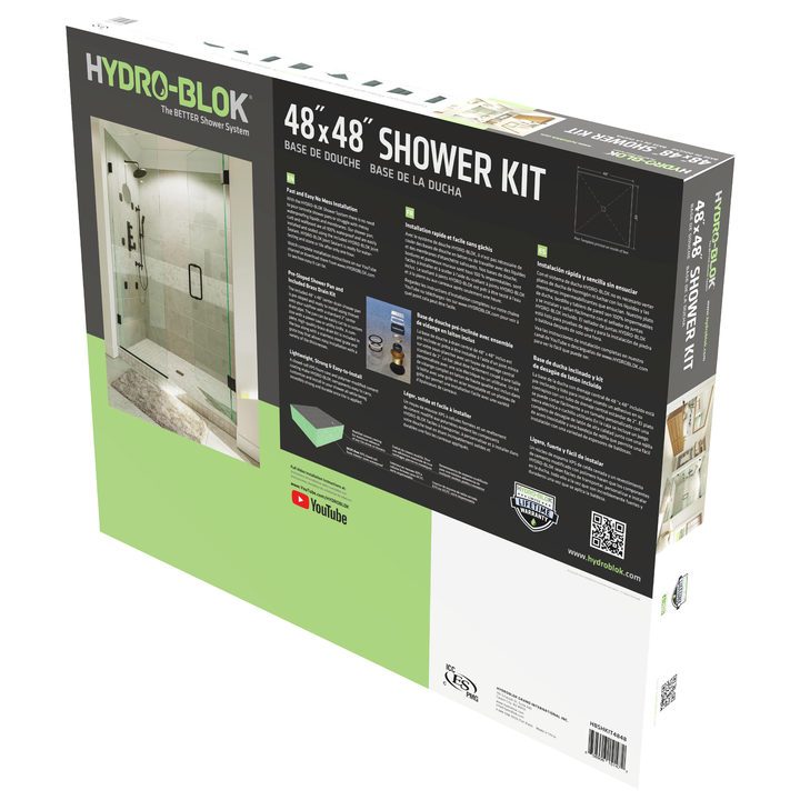 HYDRO-BLOK Classic Center Drain Shower Kit, 48" x 48"