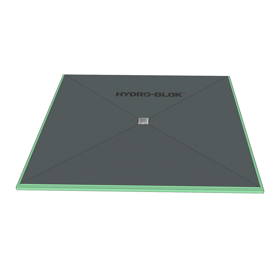 HYDRO-BLOK Classic Center Drain Shower Pan, 72” x 72”
