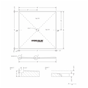 HYDRO-BLOK Classic Center Drain Shower Pan Diagram, 48” x 48”