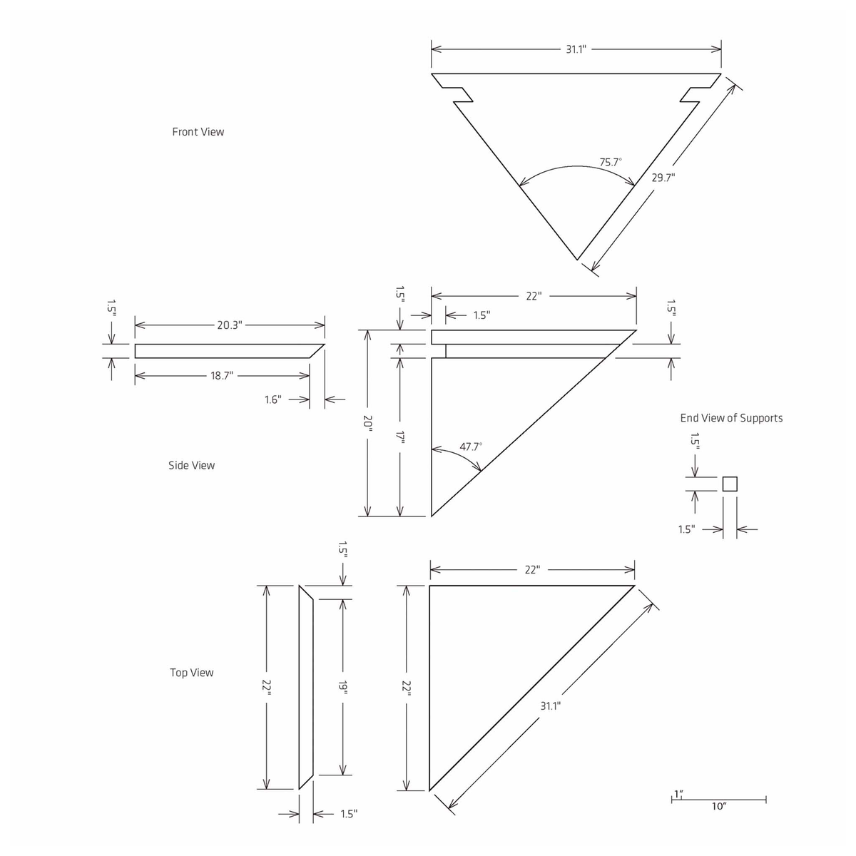 HYDRO-BLOK Large Diamond Bench Diagram