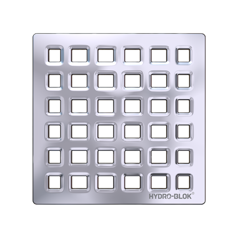HYDRO-BLOK Low Profile Shower Drain Cover & Trays, Polished Chrome