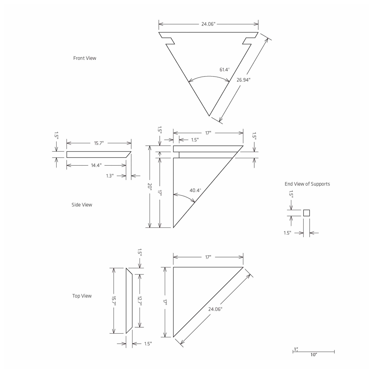 HYDRO-BLOK Medium Diamond Bench Diagram