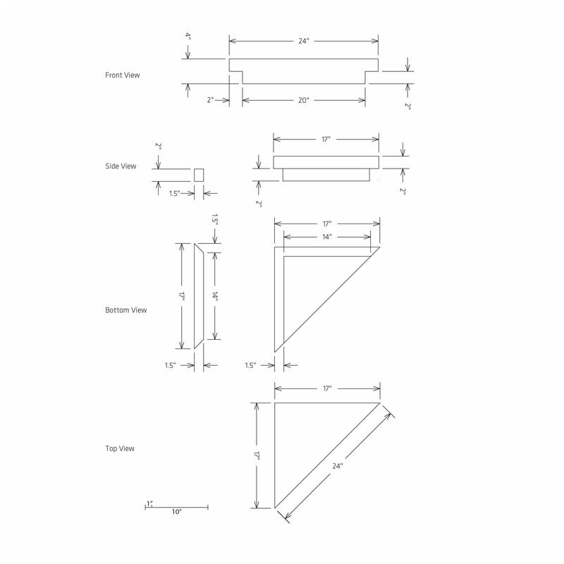 HYDRO-BLOK Medium Suspended Bench Diagram