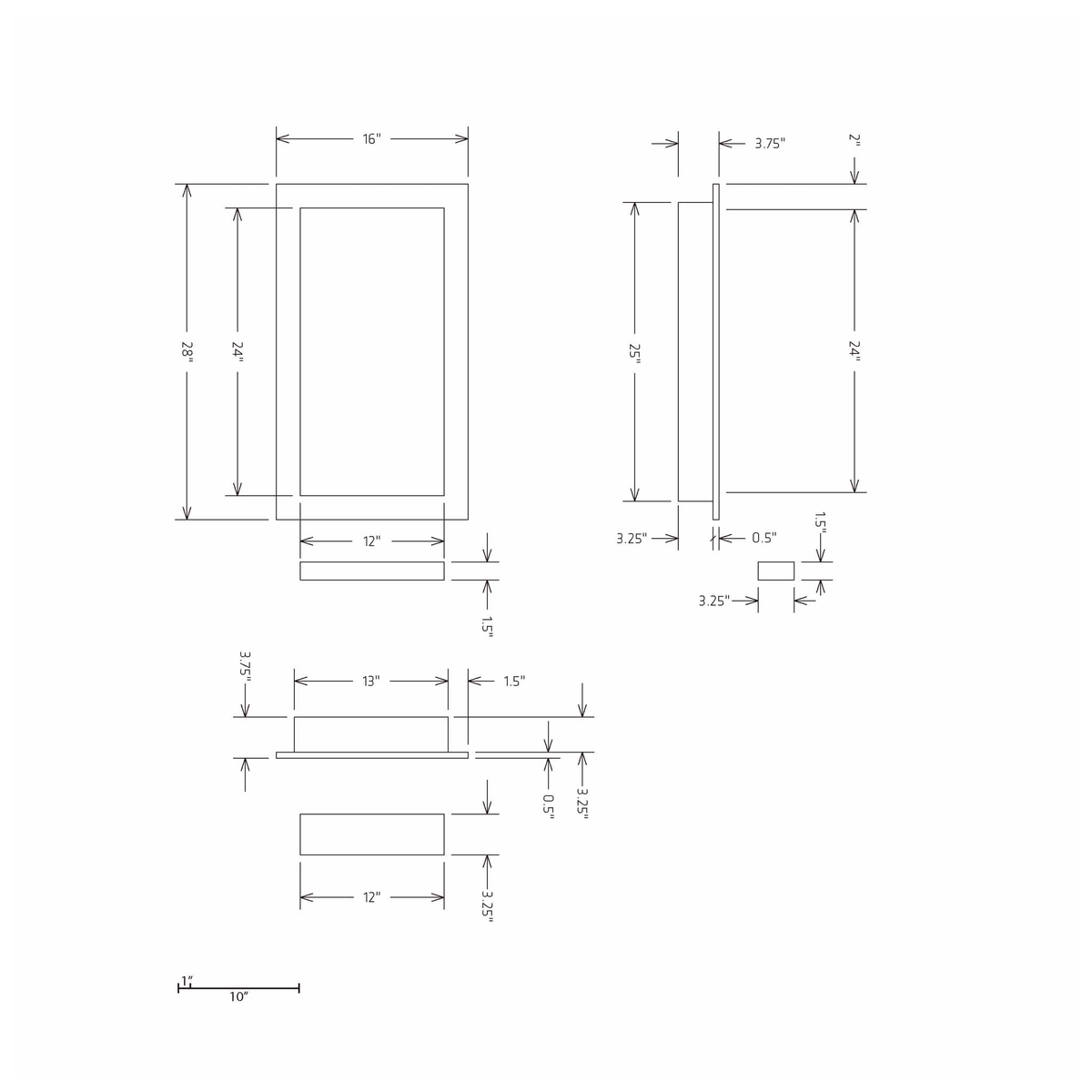 HYDRO-BLOK Recessed Shower Niche Diagram, 16" x 28"
