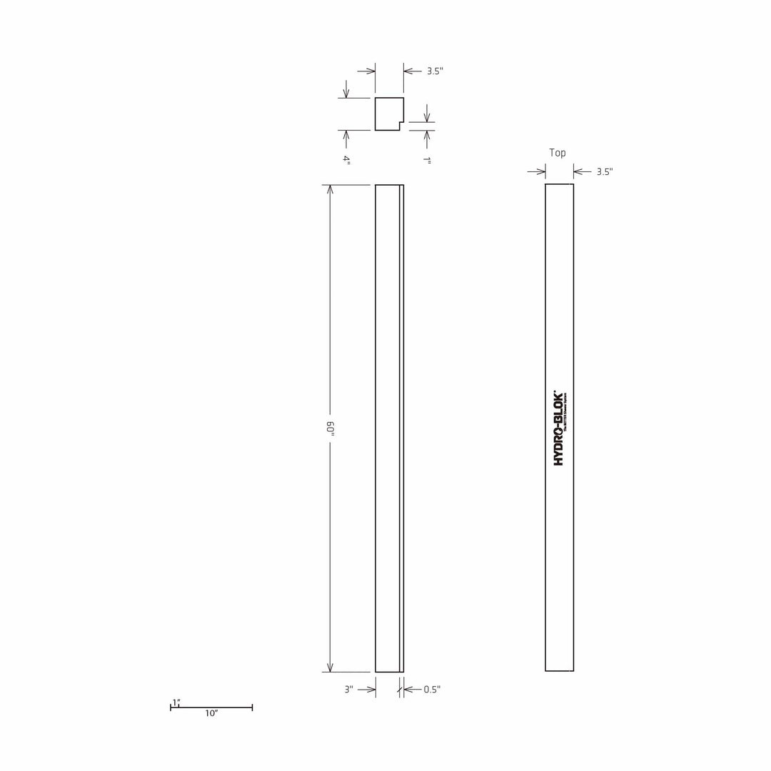 Hydro-Blok Standard 3.5" x 4" x 60" Shower Curb Blueprint 