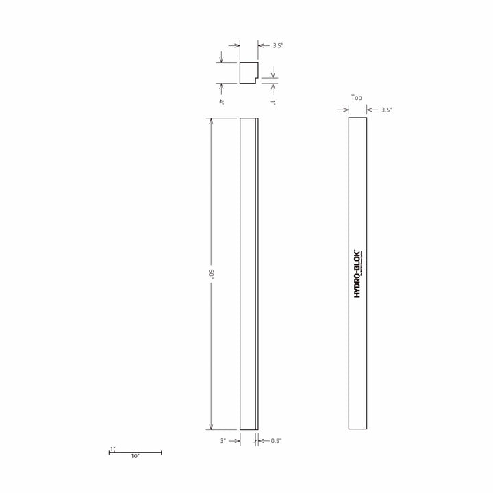 Hydro-Blok Standard 3.5" x 4" x 60" Shower Curb Blueprint 