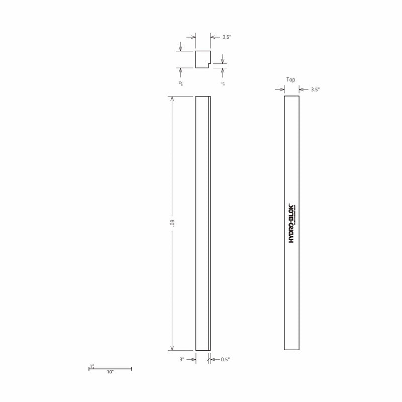 Hydro-Blok Standard 3.5" x 4" x 60" Shower Curb Blueprint 
