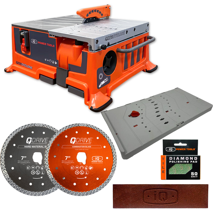 iQ Power Tools iQ228CYCLONE 7″ Dry Cut Tile Saw Bundle Pack