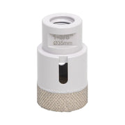 1-3/8 inch Diamond drill bit with a white base and gray diamond-coated tip on a white background