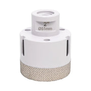 2 inch Diamond drill bit with a white base and gray diamond-coated tip on a white background