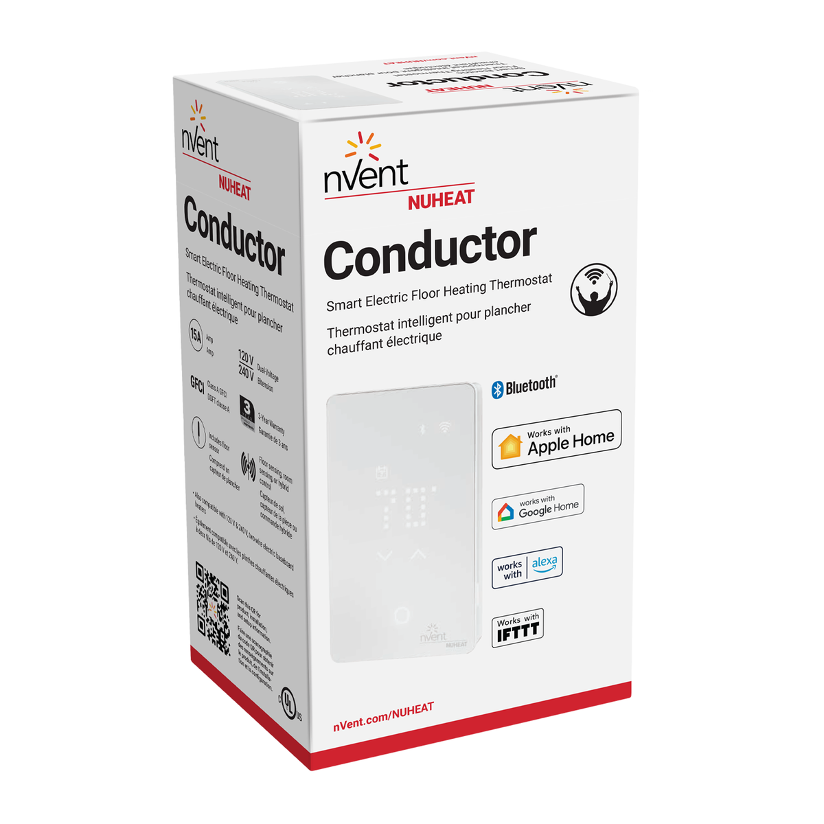 Nuheat Conductor Smart Electric Floor Heating Thermostat Box, Front Left