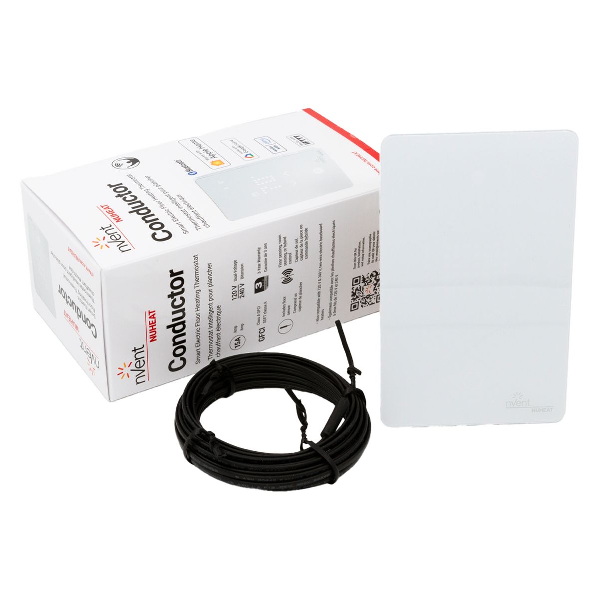Nuheat Conductor Smart Electric Floor Heating Thermostat, Probe, and Box Horizontal