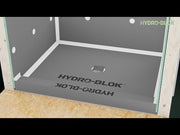 HYDRO-BLOK 3x4 Shower Install with Classic Center Drain Shower Pan, Shower Curb, and Niche