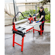 Rubi Tools DS-250-N 1500 60" Laser & Level 120V Tile Saw Action Shot 