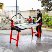 Rubi Tools DS-250-N 1500 60" Laser & Level 120V Tile Saw Action Shot 