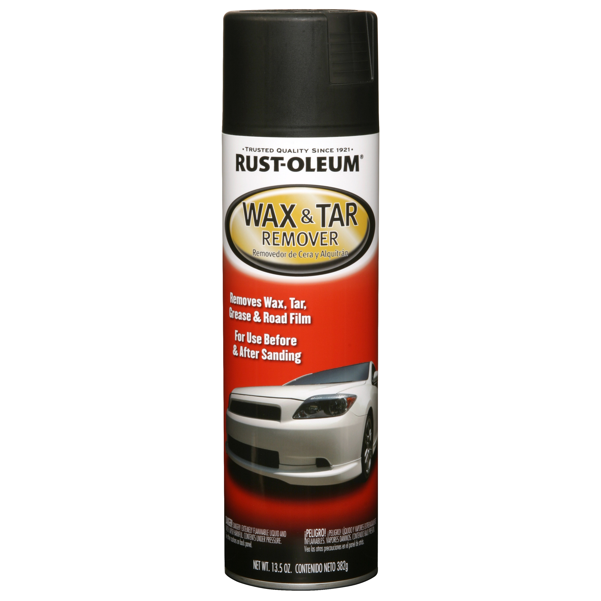 Image of Rust-Oleum Automotive Wax & Tar Remover - a powerful cleaning solution in a spray bottle designed to remove wax, tar, and other stubborn residues from automotive surfaces.