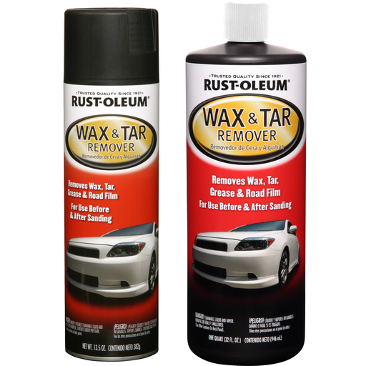 Image of Rust-Oleum Automotive Wax & Tar Remover - a powerful cleaning solution in a spray bottle designed to remove wax, tar, and other stubborn residues from automotive surfaces.