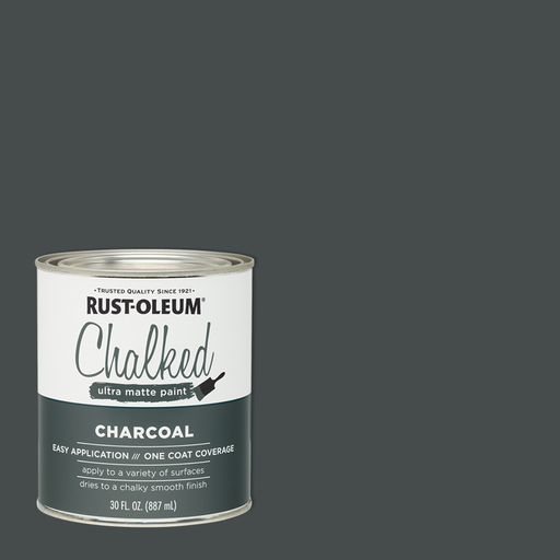 Rust-Oleum Chalked Ultra Matte Paint in a can, showcasing its smooth and velvety finish, ideal for creating a vintage, timeless look on furniture and home decor items.