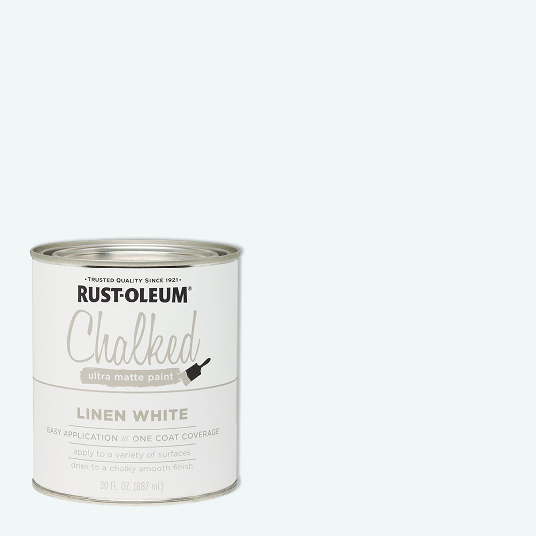 Rust-Oleum Chalked Ultra Matte Paint in a can, showcasing its smooth and velvety finish, ideal for creating a vintage, timeless look on furniture and home decor items.