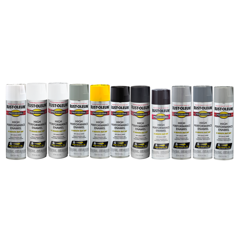 Image of Rust-Oleum High Performance Enamel Spray can, known for its durable and long-lasting finish, ideal for protecting surfaces from rust and corrosion.