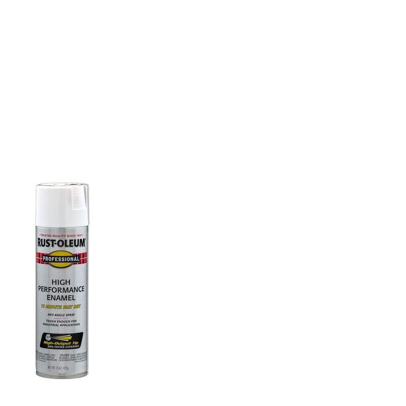 Image of Rust-Oleum High Performance Enamel Spray can, known for its durable and long-lasting finish, ideal for protecting surfaces from rust and corrosion.