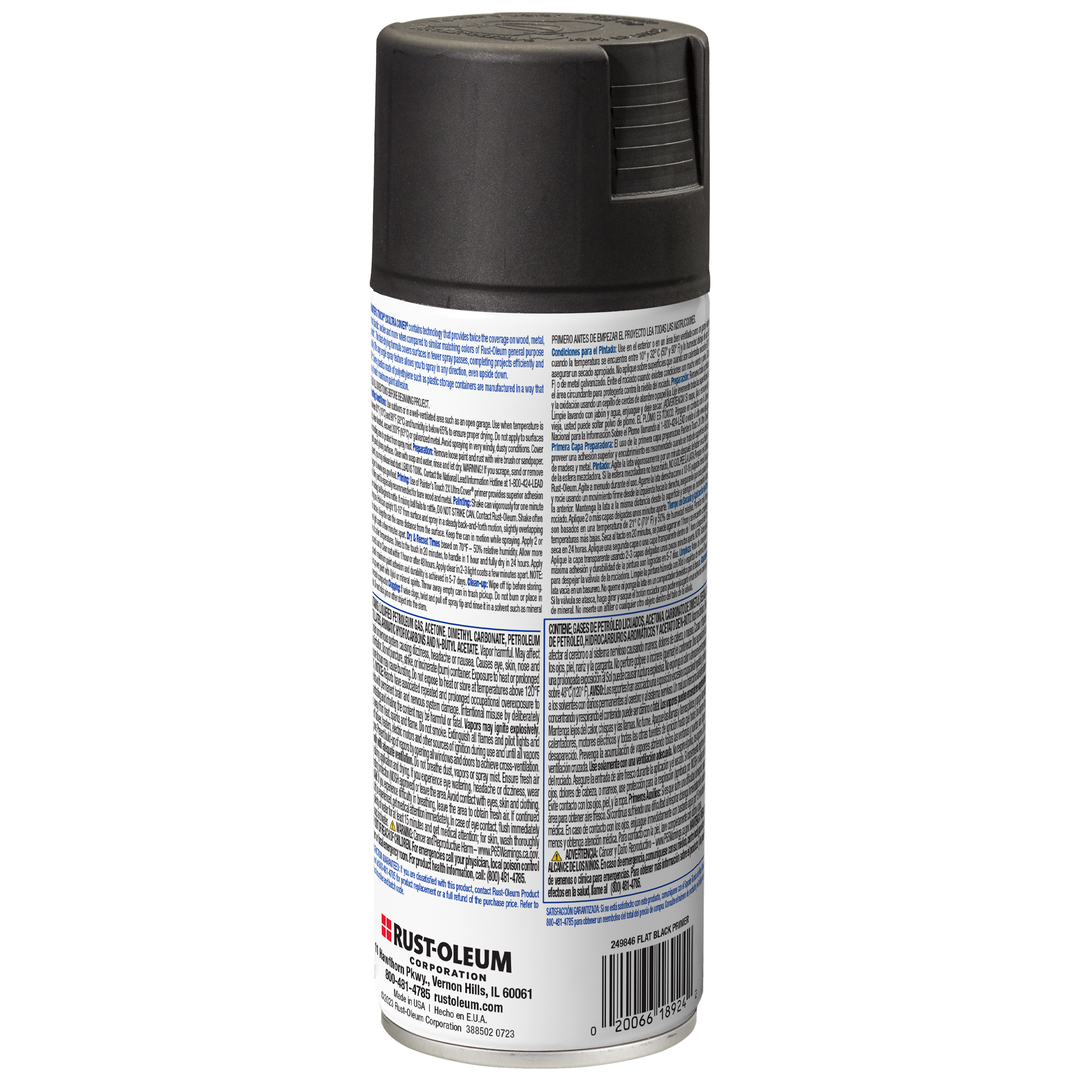 Rust-Oleum Painter's Touch 2X Ultra Cover Primer Spray can, back, white background