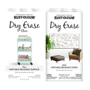 Image of Rust-Oleum Specialty Dry Erase Brush-On Paint Kit, showcasing the paint can, brush, and application instructions.