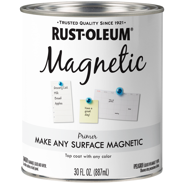 Rust-Oleum Specialty Magnetic Primer - 30 fl oz can, ideal for creating magnetic surfaces on a variety of substrates. Easy-to-apply formula that enhances functionality in any space.