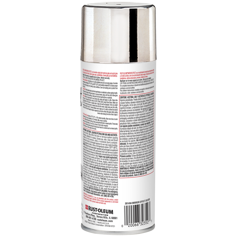 Rust-Oleum Specialty Mirror Effect Spray Paint - Creates a Reflective, Mirror-like Finish on Glass and Acrylic Surfaces