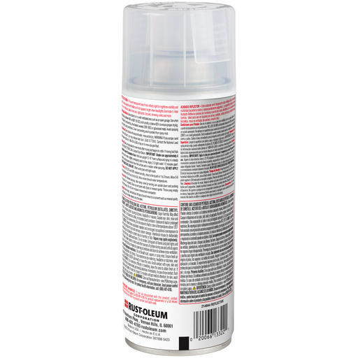 Rust-Oleum Specialty Reflective Finish Spray Paint can with a reflective finish on the surface behind it