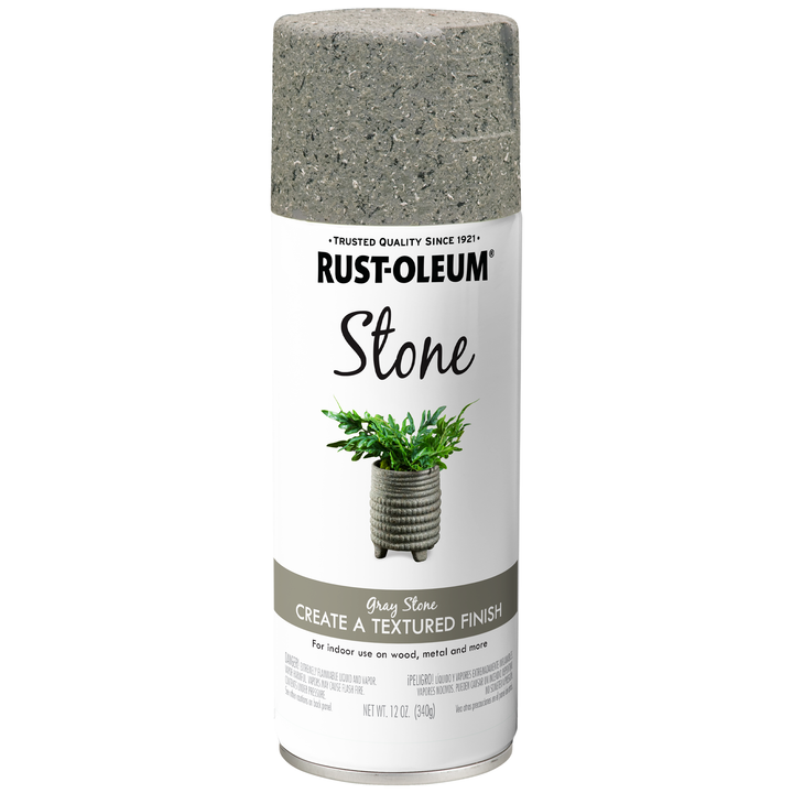 Rust-Oleum Specialty Stone Spray Paint can with a detailed view of the stone-textured finish, ideal for creating decorative stone effects on various surfaces.
