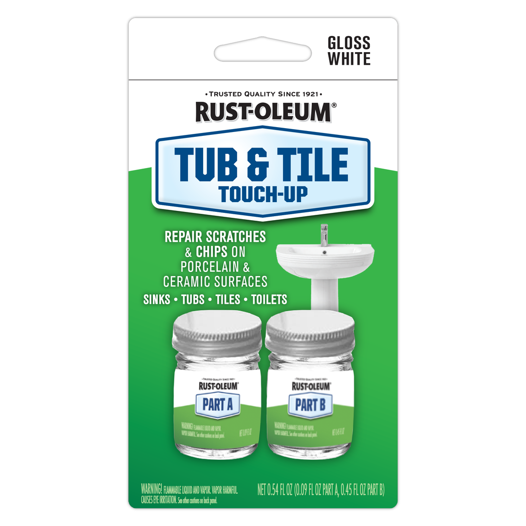 Rust-Oleum Specialty Tub & Tile Touch Up, a convenient solution for repairing chips, scratches, and small dents on porcelain and ceramic surfaces.