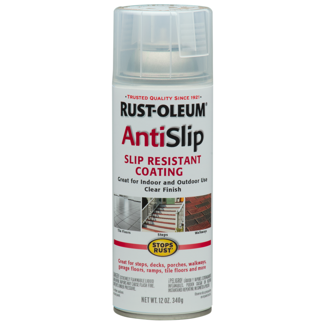 Image of Rust-Oleum Stops Rust AntiSlip Spray Coating, a spray can designed for providing anti-slip protection on surfaces.