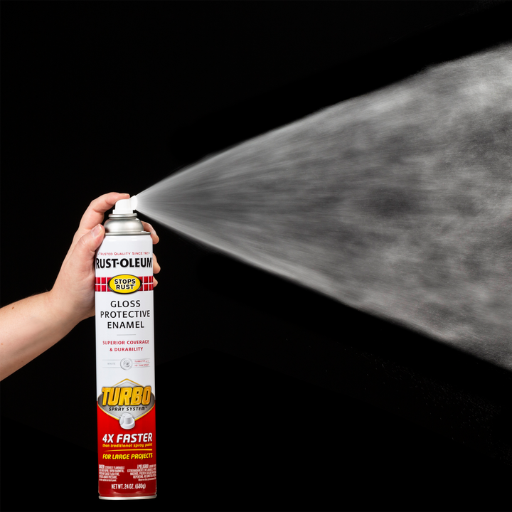 Rust-Oleum Stops Rust Protective Enamel with Turbo Spray System - High-performance spray paint offering superior protection against rust and corrosion, ideal for metal surfaces.