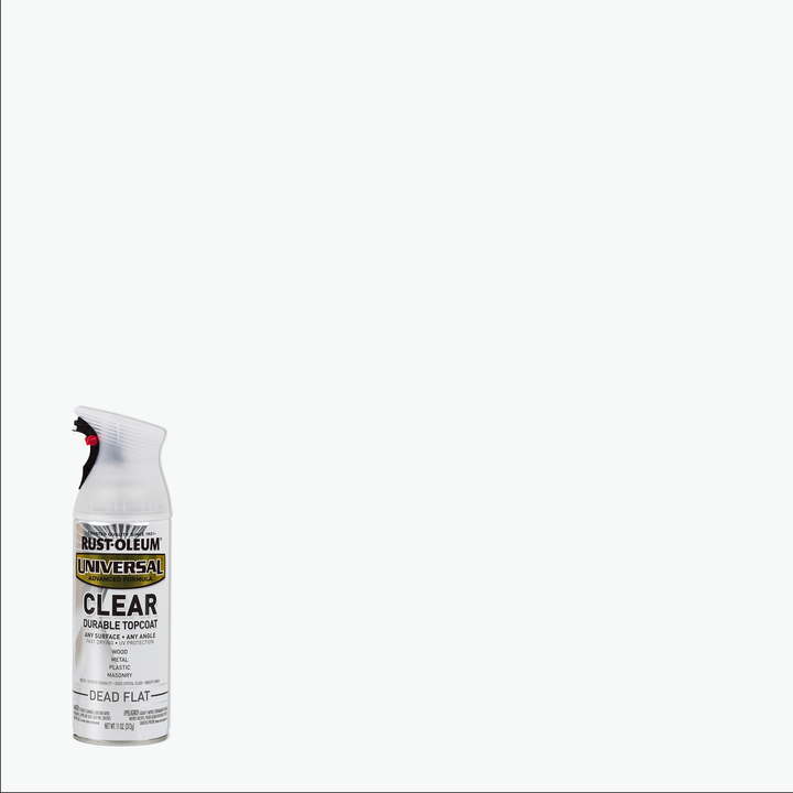 Rust-Oleum Universal Premium Clear Topcoat - 11 oz. Spray, providing a durable protective finish on any surface.