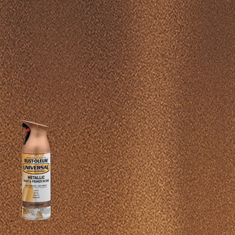 Rust-Oleum Universal Premium Metallic Spray Paint, versatile for any surface, featuring a durable, high-gloss finish.