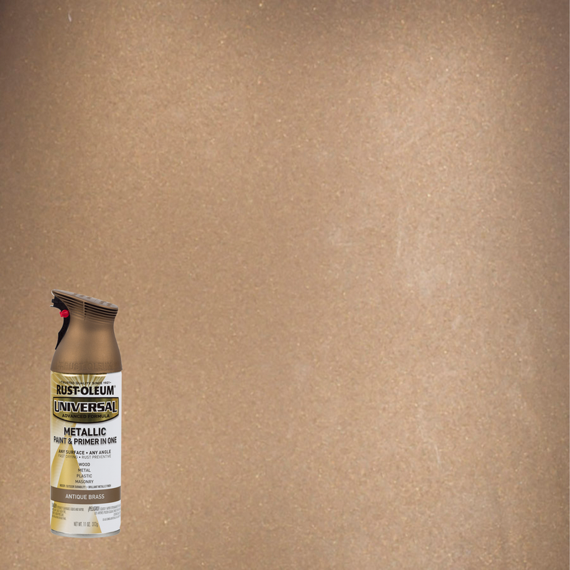 Rust-Oleum Universal Premium Metallic Spray Paint, versatile for any surface, featuring a durable, high-gloss finish.