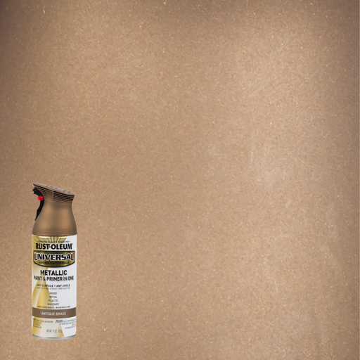 Rust-Oleum Universal Premium Metallic Spray Paint, versatile for any surface, featuring a durable, high-gloss finish.