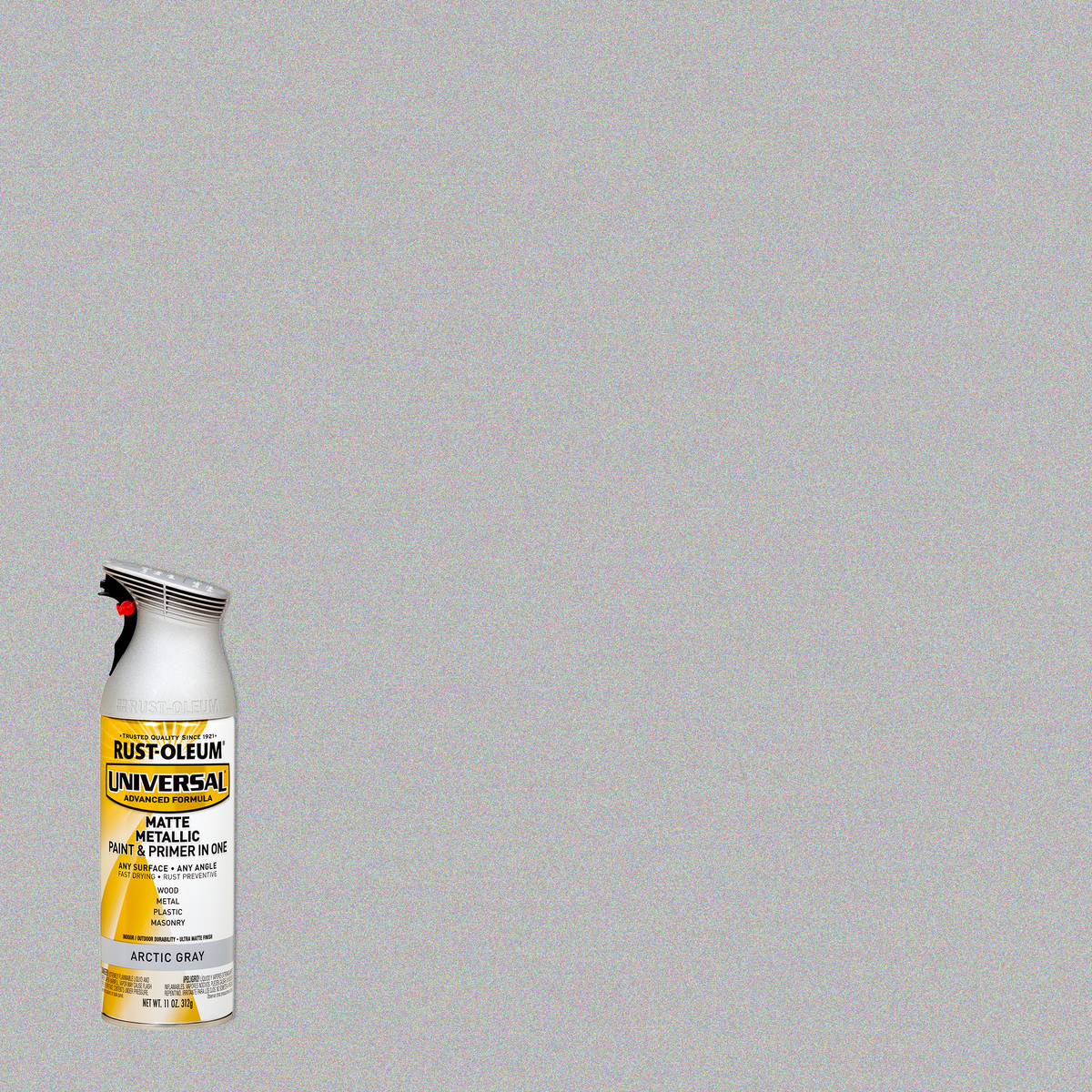 Rust-Oleum Universal Premium Metallic Spray Paint, versatile for any surface, featuring a durable, high-gloss finish.