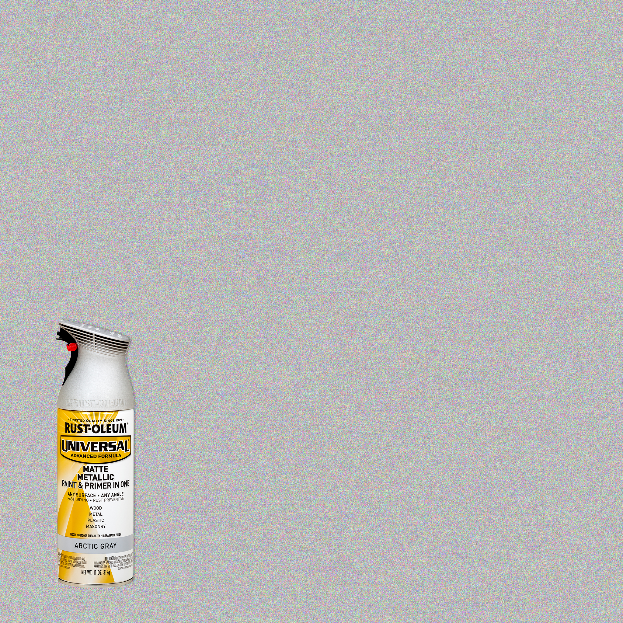 Rust-Oleum Universal Premium Metallic Spray Paint, versatile for any surface, featuring a durable, high-gloss finish.
