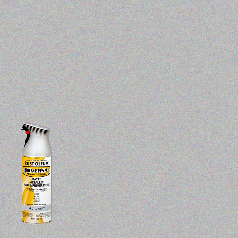 Rust-Oleum Universal Premium Metallic Spray Paint, versatile for any surface, featuring a durable, high-gloss finish.