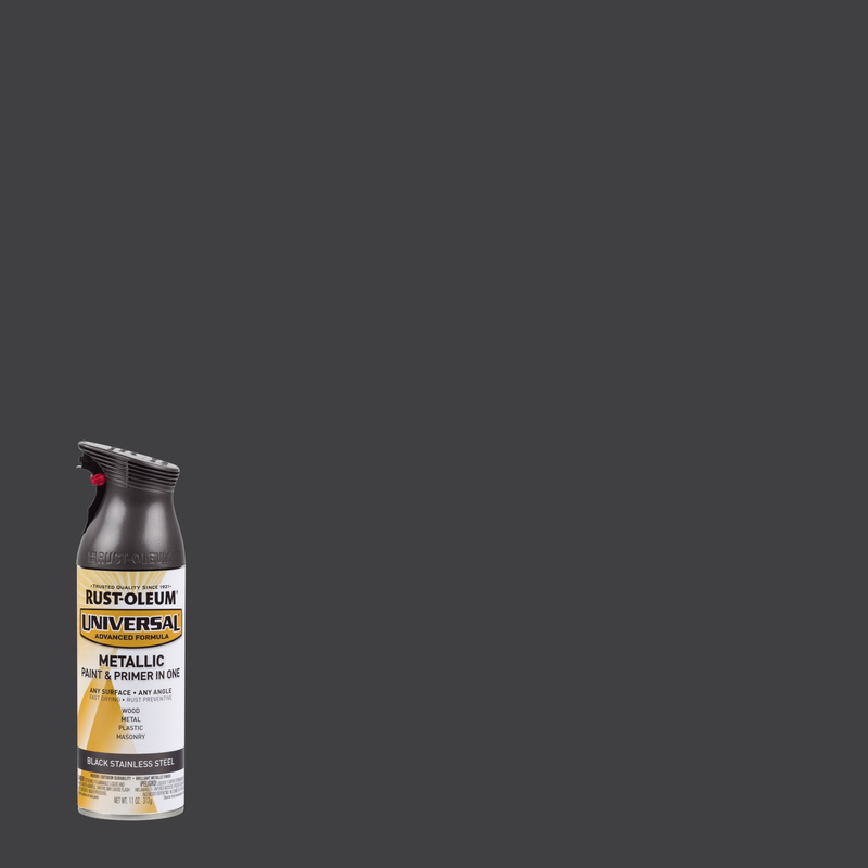 Rust-Oleum Universal Premium Metallic Spray Paint, versatile for any surface, featuring a durable, high-gloss finish.