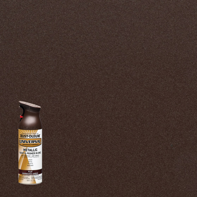Rust-Oleum Universal Premium Metallic Spray Paint, versatile for any surface, featuring a durable, high-gloss finish.