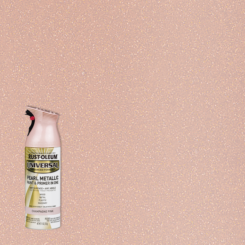 Rust-Oleum Universal Premium Metallic Spray Paint, versatile for any surface, featuring a durable, high-gloss finish.