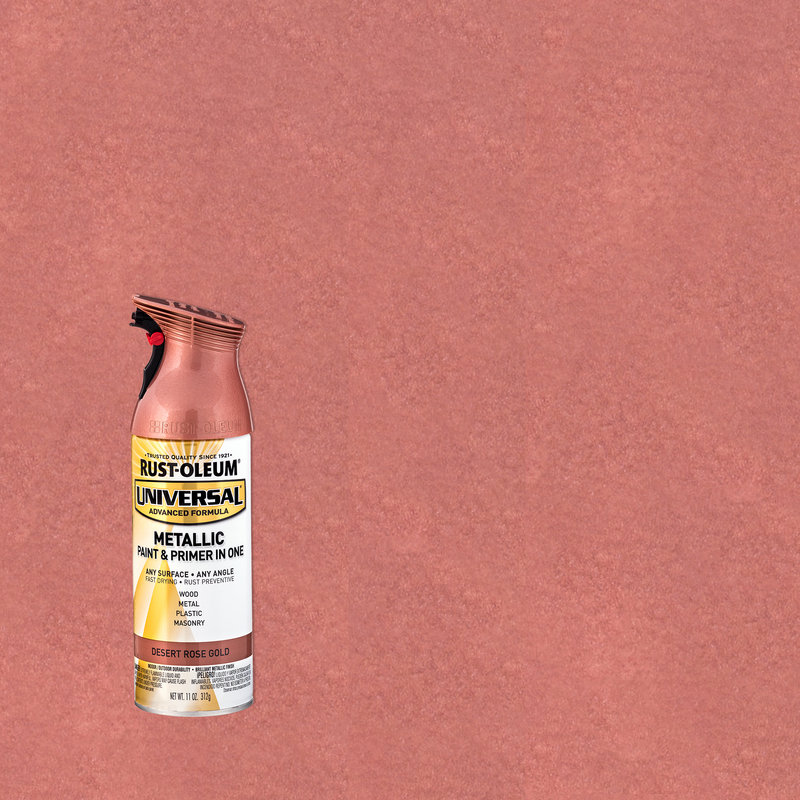 Rust-Oleum Universal Premium Metallic Spray Paint, versatile for any surface, featuring a durable, high-gloss finish.