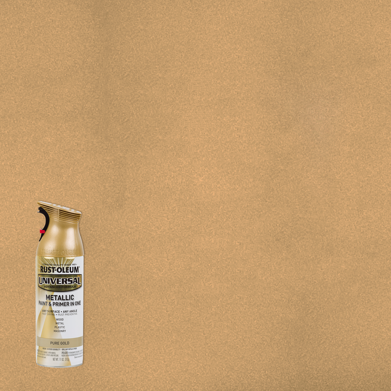 Rust-Oleum Universal Premium Metallic Spray Paint, versatile for any surface, featuring a durable, high-gloss finish.