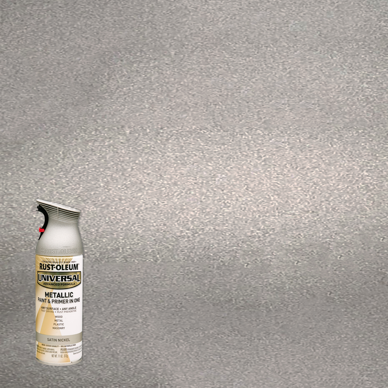 Rust-Oleum Universal Premium Metallic Spray Paint, versatile for any surface, featuring a durable, high-gloss finish.
